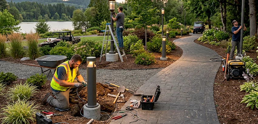 Landscape Post, Pole, and Bollard Lighting Installation in Highland City