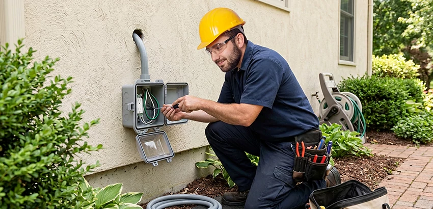 Outdoor Outlet Installation on Vinyl Siding in Highland City